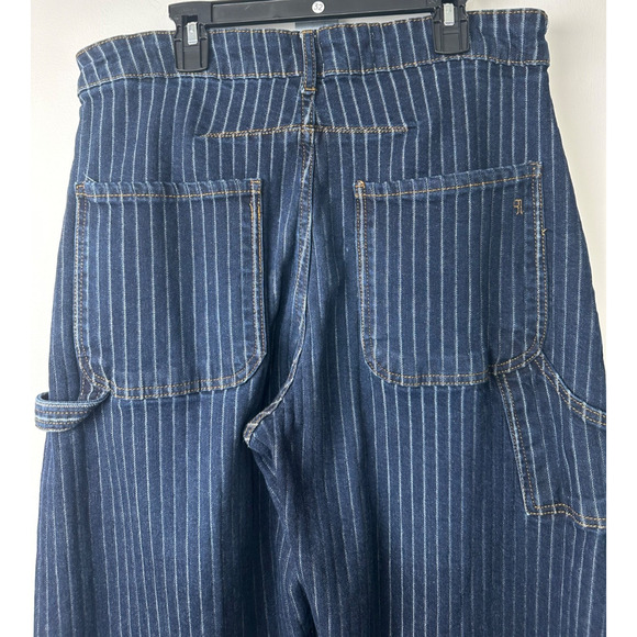 Anthropologie 29P The Kayden Railroad Stripe Barrel Carpenter Jeans by Pilcro C9 - Picture 6 of 10